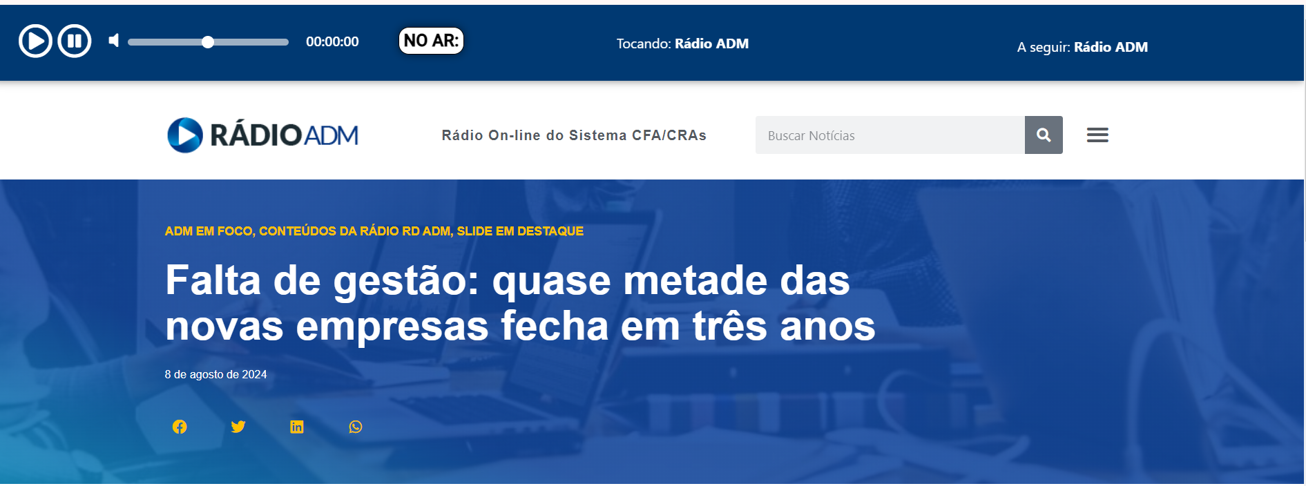 Read more about the article Ouça a entrevista do CRA-TO para a Rádio ADM: Falta de gestão eficiente coloca em risco o futuro dos negócios